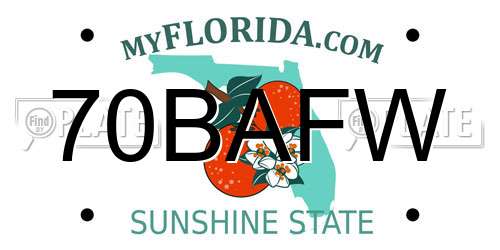 70BAFW Florida License Plate