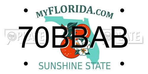 70BBAB Florida License Plate