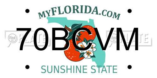 70BCVM Florida License Plate