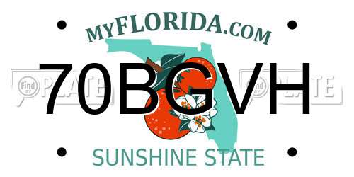 70BGVH Florida License Plate