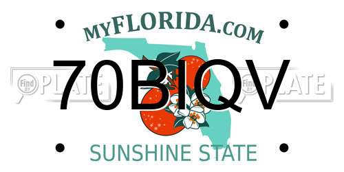 70BIQV Florida License Plate