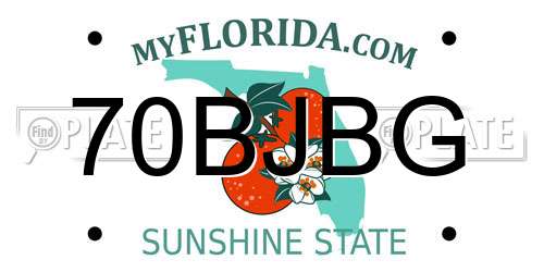 70BJBG Florida License Plate