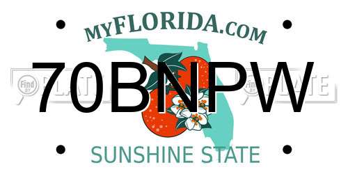 70BNPW Florida License Plate