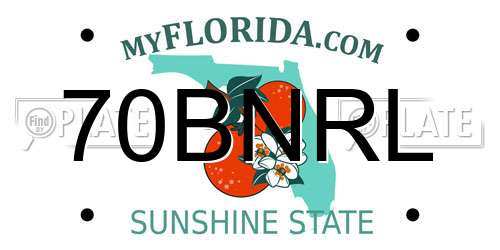 70BNRL Florida License Plate
