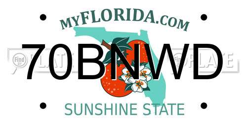 70BNWD Florida License Plate