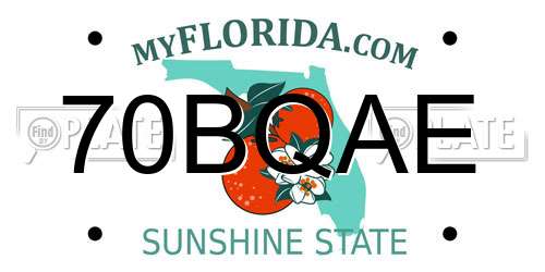 70BQAE Florida License Plate