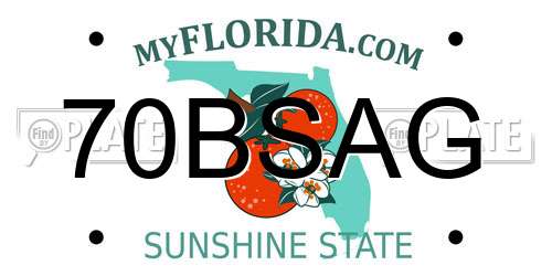 70BSAG Florida License Plate