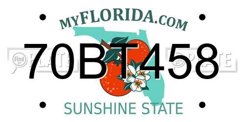 70BT458 Florida License Plate