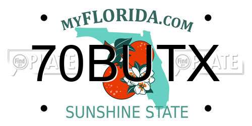 70BUTX Florida License Plate
