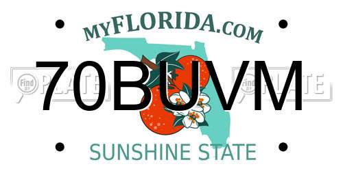 70BUVM Florida License Plate