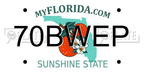 70BWEP Florida License Plate