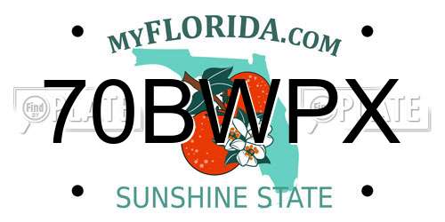 70BWPX Florida License Plate
