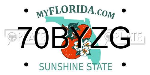 70BYZG Florida License Plate