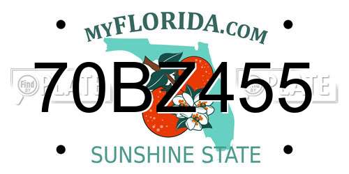 70BZ455 Florida License Plate