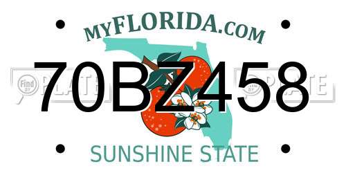 70BZ458 Florida License Plate