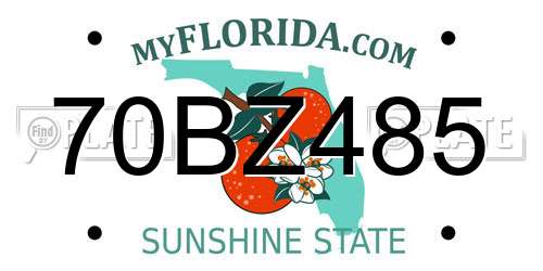 70BZ485 Florida License Plate