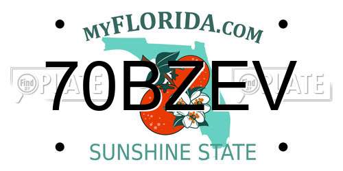 70BZEV Florida License Plate