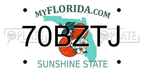 70BZTJ Florida License Plate
