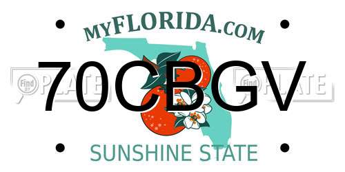 70CBGV Florida License Plate