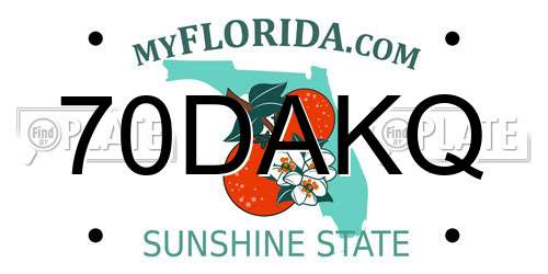 70DAKQ Florida License Plate
