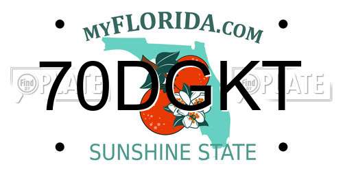 70DGKT Florida License Plate