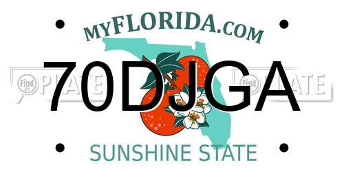 70DJGA Florida License Plate