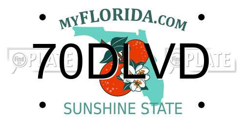 70DLVD Florida License Plate