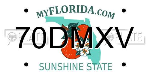 70DMXV Florida License Plate