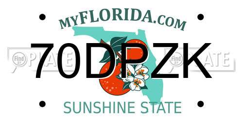 70DPZK Florida License Plate
