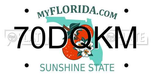 70DQKM Florida License Plate