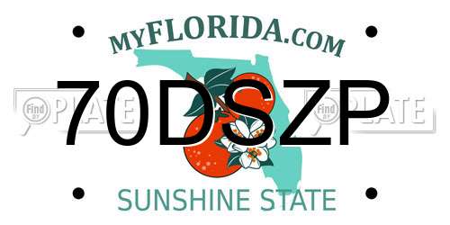 70DSZP Florida License Plate