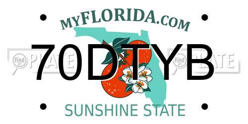 70DTYB Florida License Plate
