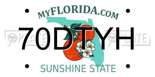 70DTYH Florida License Plate
