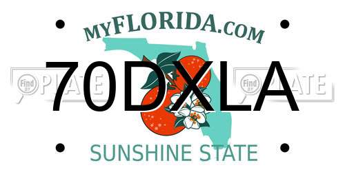 70DXLA Florida License Plate