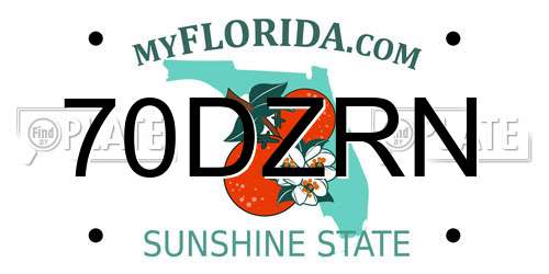 70DZRN Florida License Plate