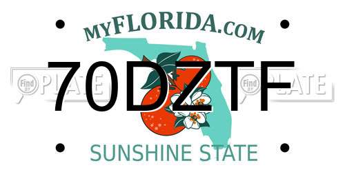 70DZTF Florida License Plate