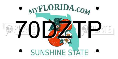 70DZTP Florida License Plate