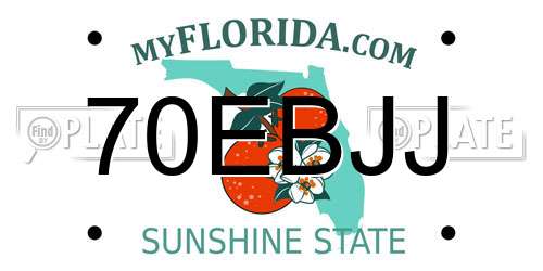 70EBJJ Florida License Plate