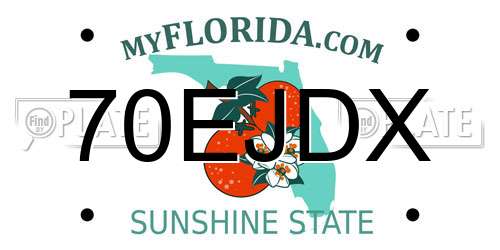 70EJDX Florida License Plate