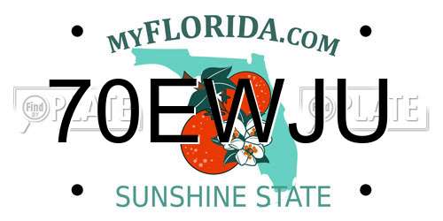 70EWJU Florida License Plate