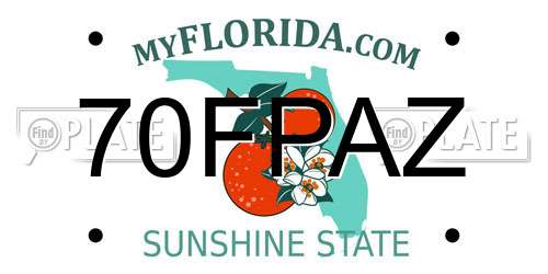 70FPAZ Florida License Plate