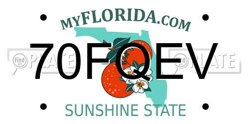 70FQEV Florida License Plate