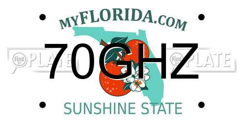 70GHZ Florida License Plate