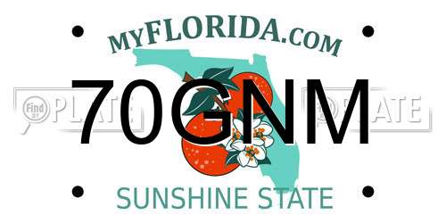 70GNM Florida License Plate