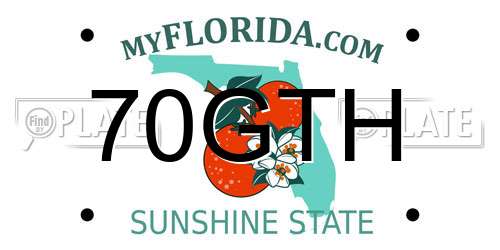 70GTH Florida License Plate