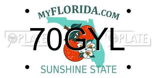 70GYL Florida License Plate