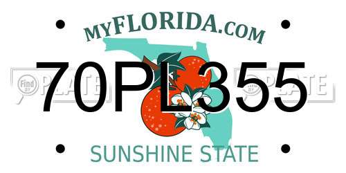 70PL355 Florida License Plate