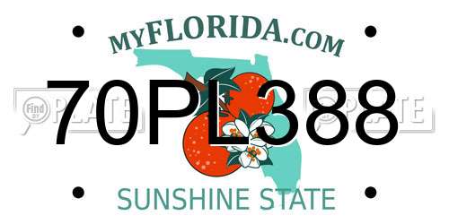 70PL388 Florida License Plate