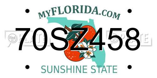 70SZ458 Florida License Plate
