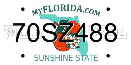 70SZ488 Florida License Plate